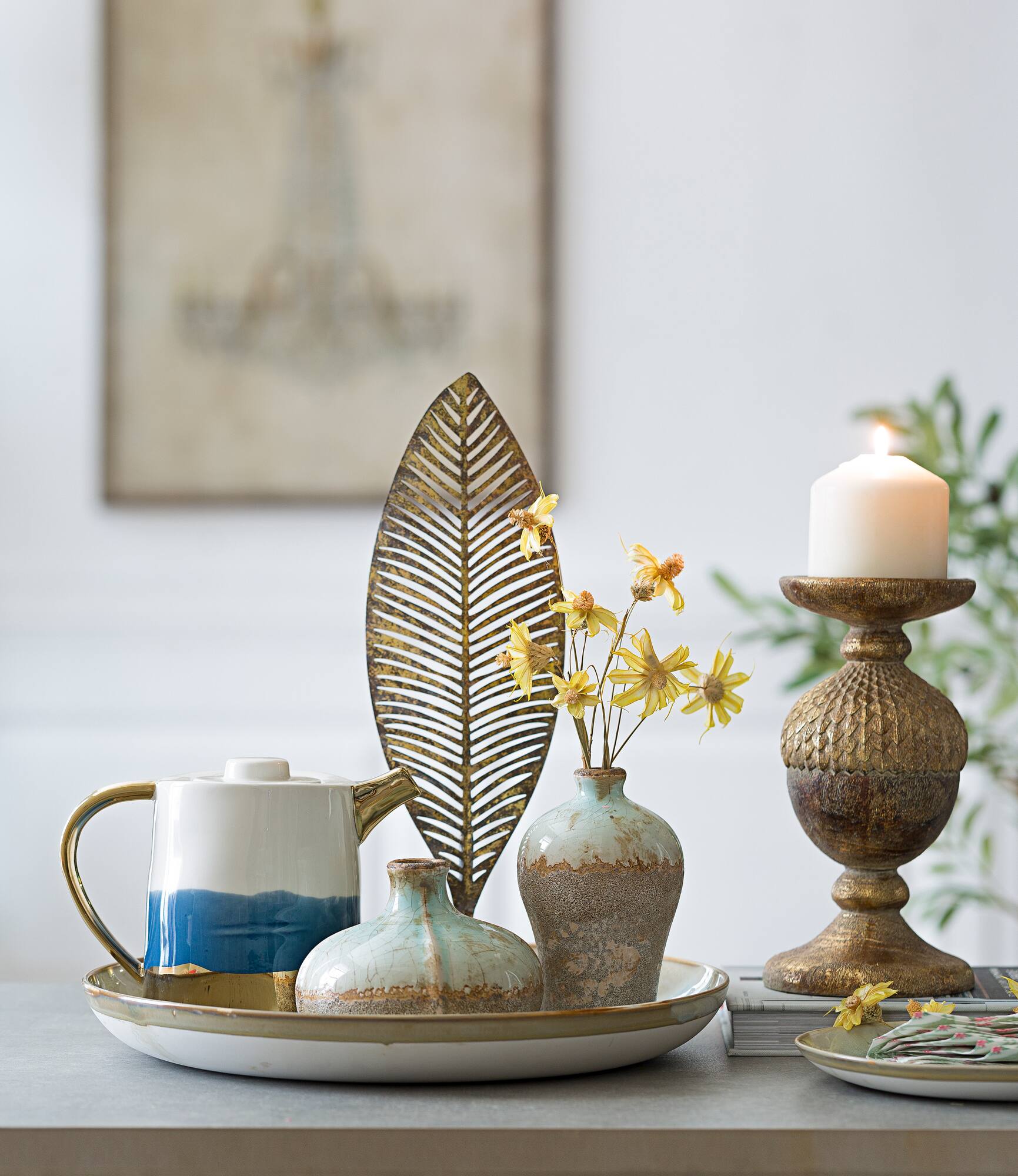 Hello Honey® Distressed Finish Brown & White Terracotta Vase Set